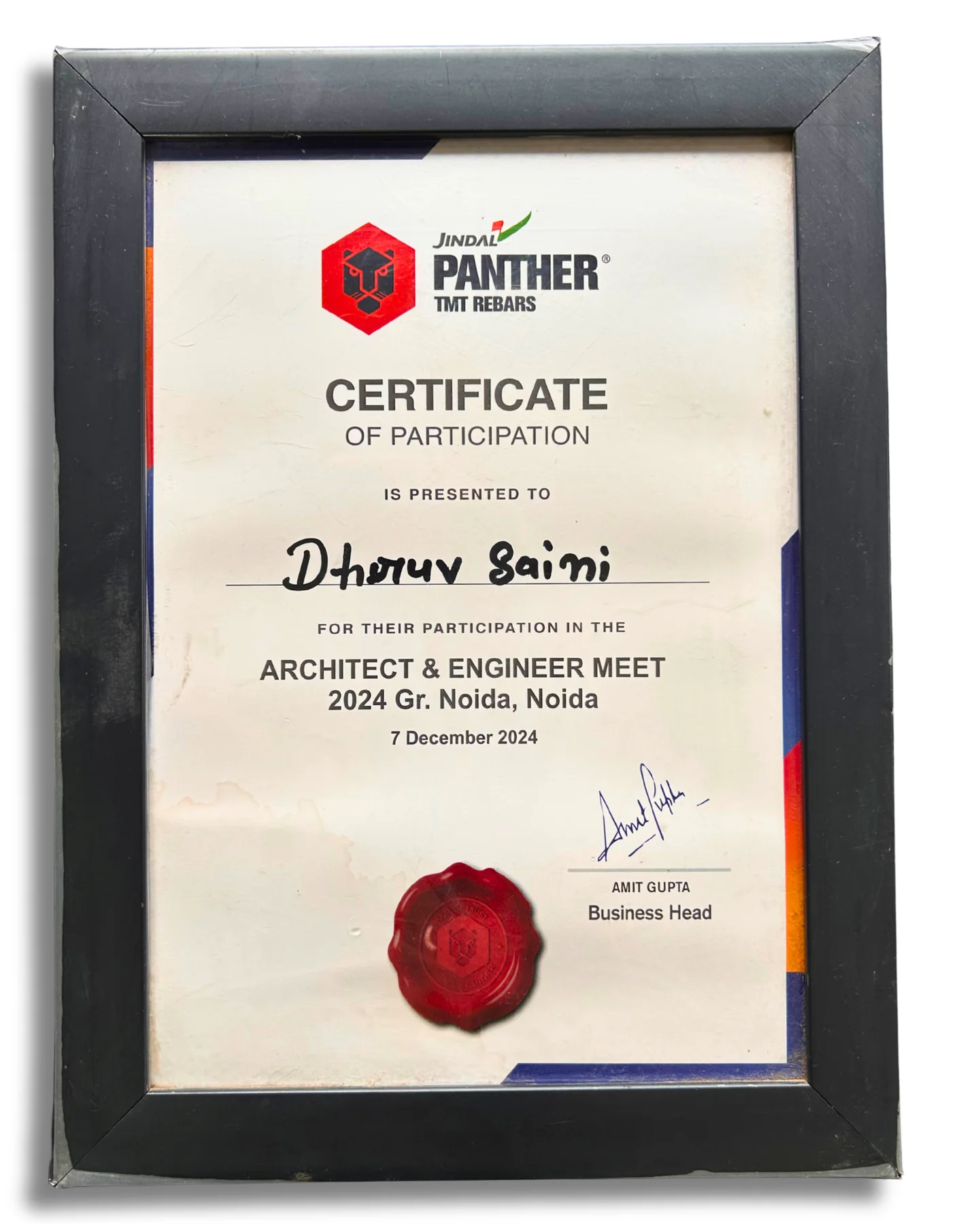 Architect and Engineer Meet 2024 certificate of participation