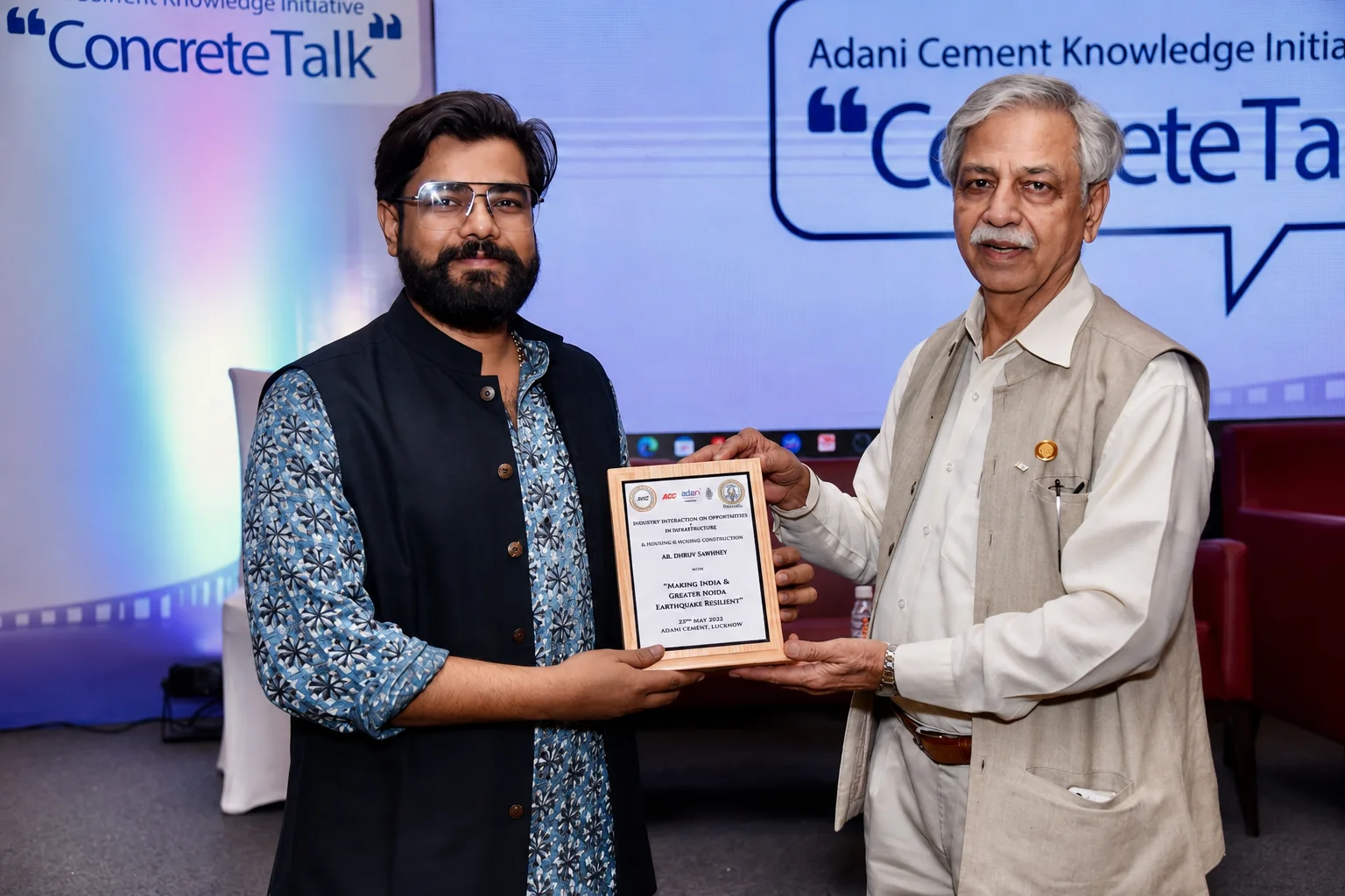 Recognition at an Adani Cement Concrete Talk knowledge initiative