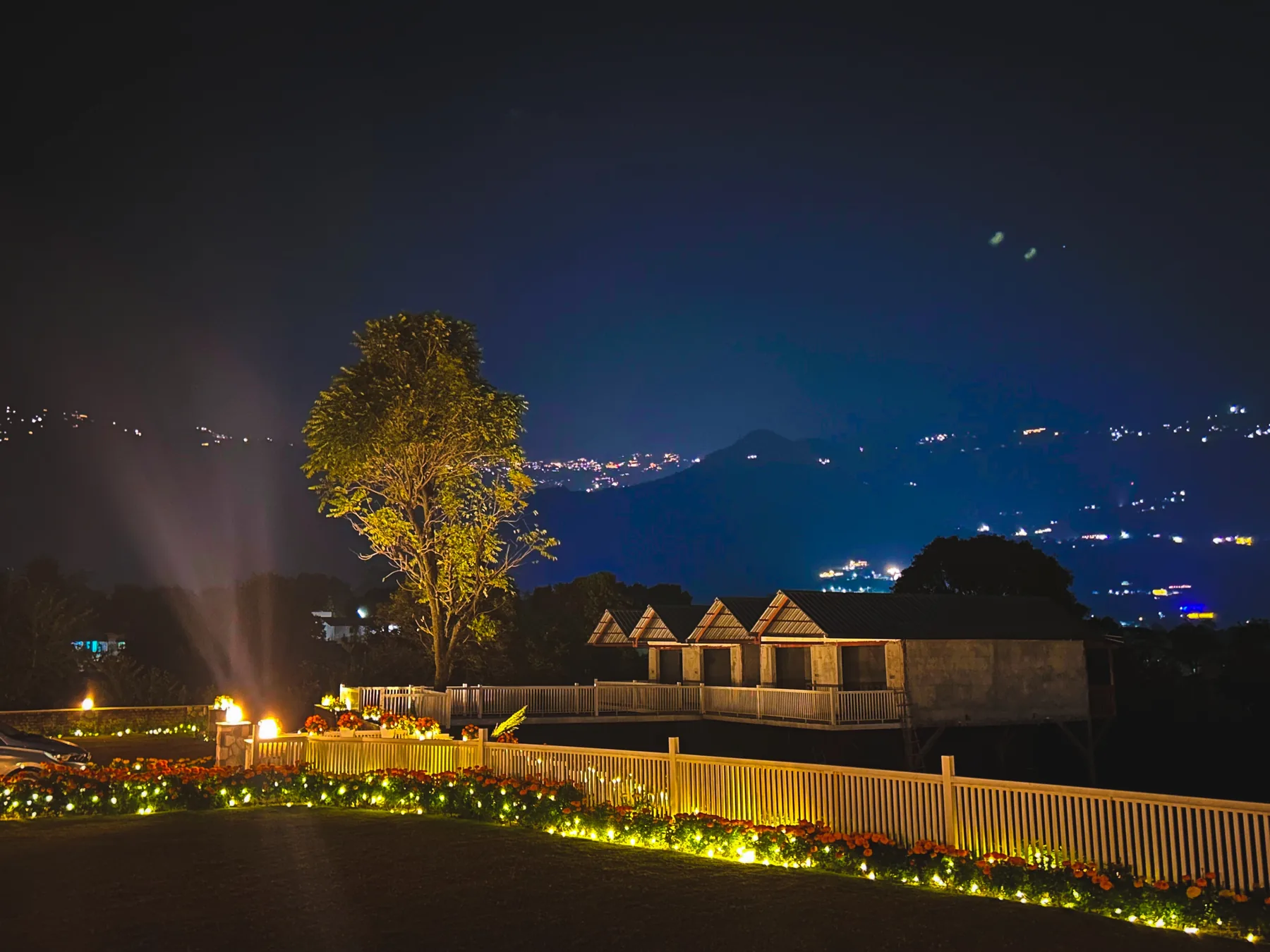 Landscape and distant hill lights at the Mussoorie property